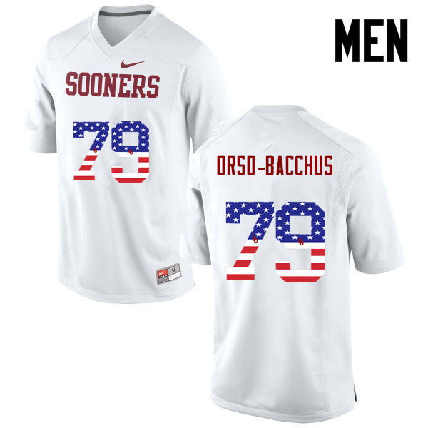 Oklahoma Sooners #79 Dwayne Orso-Bacchus College Football USA Flag Fashion Jerseys-White